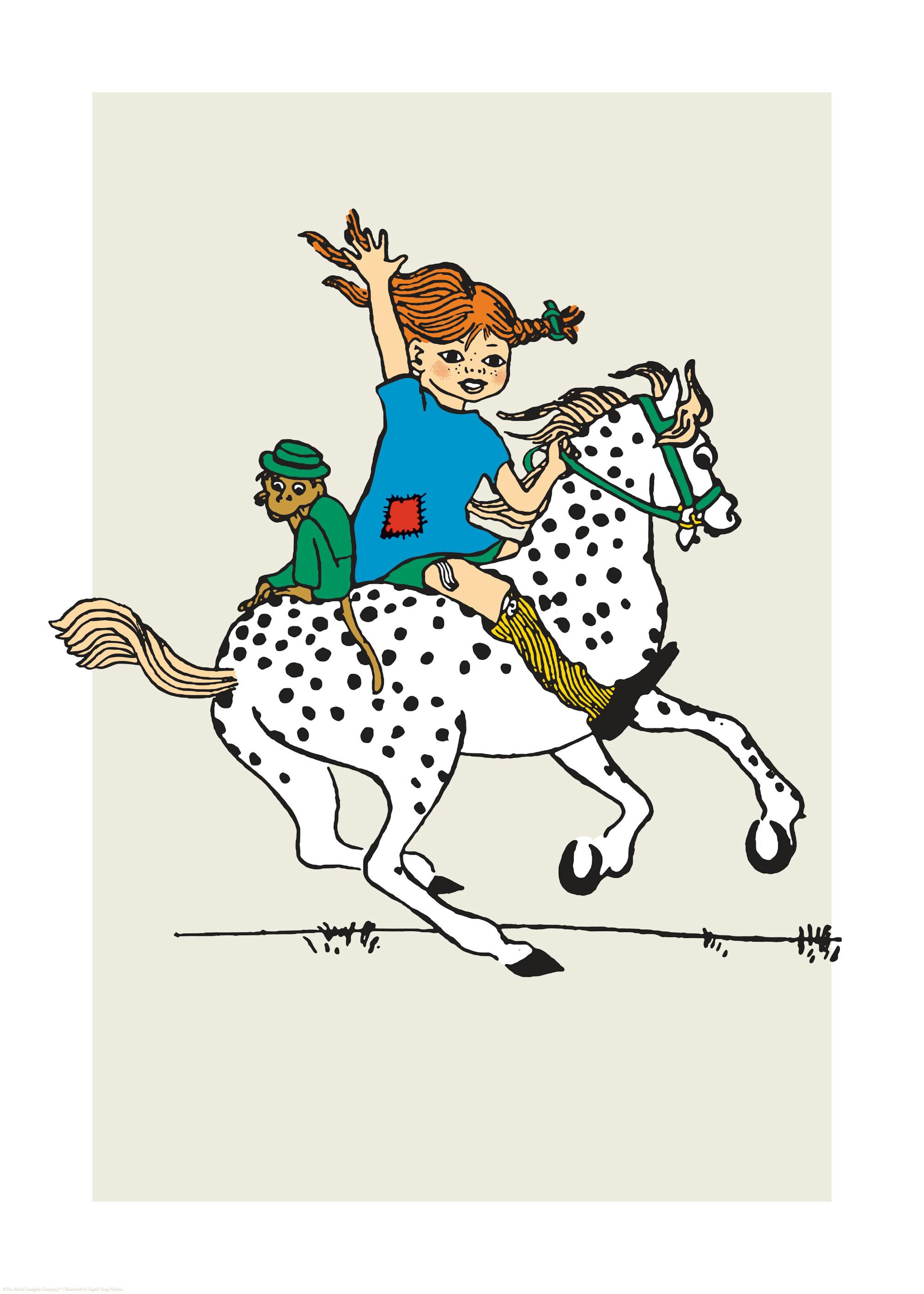 Plakat Pippi Pończoszanka jadąca na koniu 0